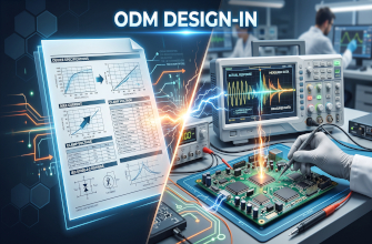 ODM 硬件工程师在量产前检查 PCB 上的 PPTC 保护器件，并对照 datasheet、热降额与测试条件